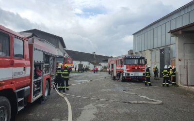 Požár odpadu v sušárně obilí ZD Oudoleň-taktické cvičení 29.4.2023